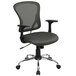 Flash Furniture H-8369F-DK-GY-GG Mid-Back Dark Gray Mesh Office Chair with Arms, Padded Seat, and Chrome Base Main Thumbnail 1