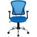 Flash Furniture H-8369F-BL-GG Mid-Back Blue Mesh Office Chair with Arms, Padded Seat, and Chrome Base Main Thumbnail 4
