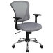 Flash Furniture H-8369F-GY-GG Mid-Back Gray Mesh Office Chair with Arms, Padded Seat, and Chrome Base Main Thumbnail 1