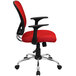 Flash Furniture H-8369F-RED-GG Mid-Back Red Mesh Office Chair with Arms, Padded Seat, and Chrome Base Main Thumbnail 2