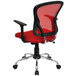 Flash Furniture H-8369F-RED-GG Mid-Back Red Mesh Office Chair with Arms, Padded Seat, and Chrome Base Main Thumbnail 3
