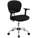 Flash Furniture H-2376-F-BK-ARMS-GG Mid-Back Black Mesh Office Chair / Task Chair with Arms and Chrome Base Main Thumbnail 1
