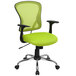 Flash Furniture H-8369F-GN-GG Mid-Back Green Mesh Office Chair with Arms, Padded Seat, and Chrome Base Main Thumbnail 1