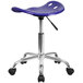 Flash Furniture LF-214A-DEEPBLUE-GG Deep Blue Office Stool with Tractor Seat and Chrome Frame Main Thumbnail 3