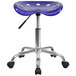 Flash Furniture LF-214A-DEEPBLUE-GG Deep Blue Office Stool with Tractor Seat and Chrome Frame Main Thumbnail 4
