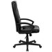 A Flash Furniture high-back black leather office chair with padded arms and a black base with wheels.