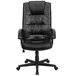 A Flash Furniture black leather office chair with wheels and arms.
