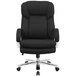 A Flash Furniture black office chair with wheels and chrome accents.