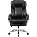 A Flash Furniture black leather office chair with wheels and a chrome base.