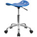 Flash Furniture LF-214A-BRIGHTBLUE-GG Bright Blue Office Stool with Tractor Seat and Chrome Frame Main Thumbnail 3