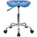 Flash Furniture LF-214A-BRIGHTBLUE-GG Bright Blue Office Stool with Tractor Seat and Chrome Frame Main Thumbnail 4