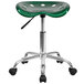 Flash Furniture LF-214A-GREEN-GG Green Office Stool with Tractor Seat and Chrome Frame Main Thumbnail 4