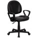A black Flash Furniture mid-back office chair with arms and wheels.