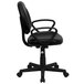 A Flash Furniture black leather office chair with armrests and wheels.