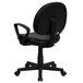 A Flash Furniture black leather mid-back office chair with arms and wheels.