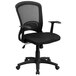 Flash Furniture HL-0007-GG Mid-Back Black Mesh Office Chair with Arms and Padded Mesh Seat Main Thumbnail 1