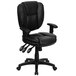 Flash Furniture GO-930F-BK-LEA-ARMS-GG Mid-Back Black Multi-Functional Ergonomic Leather Office Chair / Task Chair with Arms Main Thumbnail 1