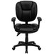 Flash Furniture GO-930F-BK-LEA-ARMS-GG Mid-Back Black Multi-Functional Ergonomic Leather Office Chair / Task Chair with Arms Main Thumbnail 4