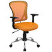 Flash Furniture H-8369F-ORG-GG Mid-Back Orange Mesh Office Chair with Arms, Padded Seat, and Chrome Base Main Thumbnail 1