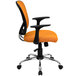 An orange and black Flash Furniture office chair with chrome legs.