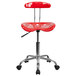 Flash Furniture LF-214-RED-GG Red Office / Task Chair with Tractor Seat and Chrome Frame Main Thumbnail 4
