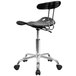 Flash Furniture LF-214-BLK-GG Black Office / Task Chair with Tractor Seat and Chrome Frame Main Thumbnail 3