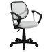 Flash Furniture WA-3074-WHT-A-GG Mid-Back White Mesh Office / Task Chair with Nylon Frame, Swivel Base, and Polyurethane Arms Main Thumbnail 1