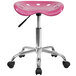 Flash Furniture LF-214A-PINK-GG Pink Office Stool with Tractor Seat and Chrome Frame Main Thumbnail 4