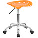 Flash Furniture LF-214A-ORANGEYELLOW-GG Orange Office Stool with Tractor Seat and Chrome Frame Main Thumbnail 1