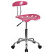 Flash Furniture LF-214-PINK-GG Pink Office / Task Chair with Tractor Seat and Chrome Frame Main Thumbnail 1
