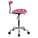 Flash Furniture LF-214-PINK-GG Pink Office / Task Chair with Tractor Seat and Chrome Frame Main Thumbnail 2