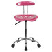 Flash Furniture LF-214-PINK-GG Pink Office / Task Chair with Tractor Seat and Chrome Frame Main Thumbnail 4