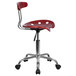 Flash Furniture LF-214-WINERED-GG Wine Red Office / Task Chair with Tractor Seat and Chrome Frame Main Thumbnail 2