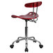 Flash Furniture LF-214-WINERED-GG Wine Red Office / Task Chair with Tractor Seat and Chrome Frame Main Thumbnail 3