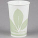 A white Bare by Solo paper cold cup with green leaves on it.