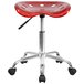 Flash Furniture LF-214A-WINERED-GG Wine Red Office Stool with Tractor Seat and Chrome Frame Main Thumbnail 4