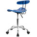 Flash Furniture LF-214-BRIGHTBLUE-GG Bright Blue Office / Task Chair with Tractor Seat and Chrome Frame Main Thumbnail 3