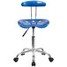 Flash Furniture LF-214-BRIGHTBLUE-GG Bright Blue Office / Task Chair with Tractor Seat and Chrome Frame Main Thumbnail 4