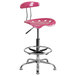 Flash Furniture LF-215-PINK-GG Pink Drafting Stool with Tractor Seat and Chrome Frame Main Thumbnail 1