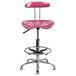 Flash Furniture LF-215-PINK-GG Pink Drafting Stool with Tractor Seat and Chrome Frame Main Thumbnail 4
