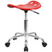 Flash Furniture LF-214A-RED-GG Red Office Stool with Tractor Seat and Chrome Frame Main Thumbnail 3