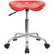 Flash Furniture LF-214A-RED-GG Red Office Stool with Tractor Seat and Chrome Frame Main Thumbnail 4