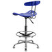 Flash Furniture LF-215-NAUTICALBLUE-GG Nautical Blue Drafting Stool with Tractor Seat and Chrome Frame Main Thumbnail 3