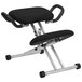 Flash Furniture WL-1429-GG Black Ergonomic Kneeling Office Chair with Silver Steel Frame and Handles Main Thumbnail 1