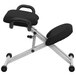 Flash Furniture WL-1429-GG Black Ergonomic Kneeling Office Chair with Silver Steel Frame and Handles Main Thumbnail 2