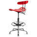 Flash Furniture LF-215-RED-GG Red Drafting Stool with Tractor Seat and Chrome Frame Main Thumbnail 3