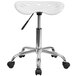 Flash Furniture LF-214A-WHITE-GG White Office Stool with Tractor Seat and Chrome Frame Main Thumbnail 4