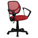 Flash Furniture WA-3074-RD-A-GG Mid-Back Red Mesh Office / Task Chair with Nylon Frame, Swivel Base, and Polyurethane Arms Main Thumbnail 1