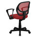 Flash Furniture WA-3074-RD-A-GG Mid-Back Red Mesh Office / Task Chair with Nylon Frame, Swivel Base, and Polyurethane Arms Main Thumbnail 3