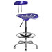 Flash Furniture LF-215-DEEPBLUE-GG Deep Blue Drafting Stool with Tractor Seat and Chrome Frame Main Thumbnail 1